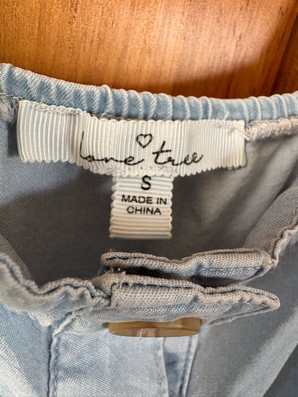 Love Tree Small Light Wash Denim Sundress Button-Down Front Wide Straps - Picture 6 of 10